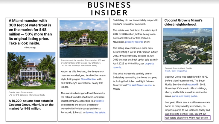 A Miami mansion with 300 feet of waterfront is on the market for $48 million — 50% more than its original listing price.