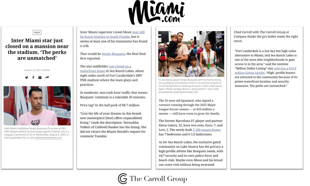 Inter Miami star just closed on a mansion near the stadium. ‘The perks are unmatched’