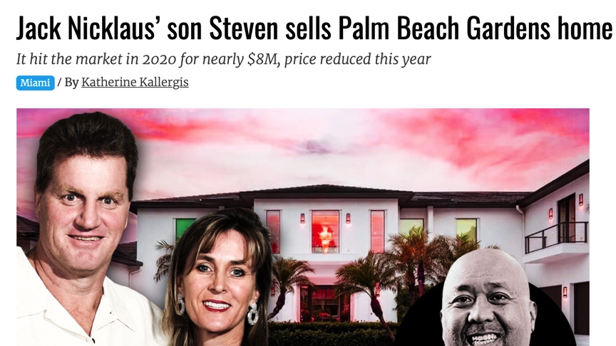Jack Nicklaus’ son Steven sells Palm Beach Gardens home
