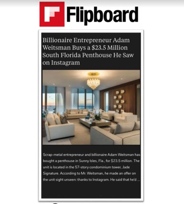 Billionaire Entrepreneur Adam Weitsman Buys a $23.5 Million South Florida Penthouse He Saw on Instagram