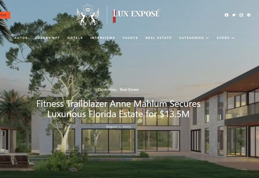 Fitness Trailblazer Anne Mahlum Secures Luxurious Florida Estate for $13.5M
