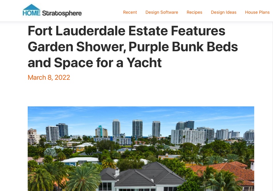 Fort Lauderdale Estate Features Garden Shower, Purple Bunk Beds and Space for a Yacht