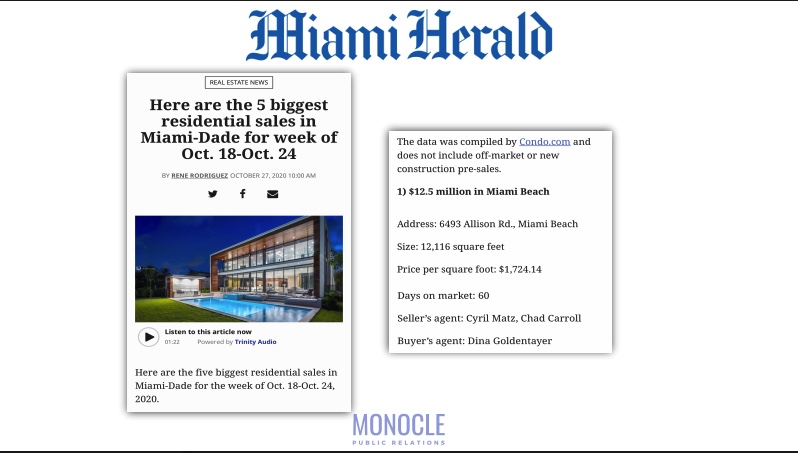 Here are the 5 Biggest Residential Sales in Miami-Dade