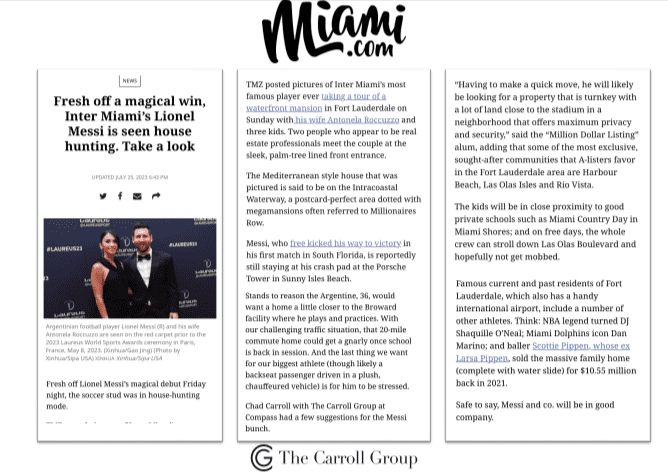 Fresh off a magical win, Inter Miami’s Lionel Messi is seen house hunting. Take a look