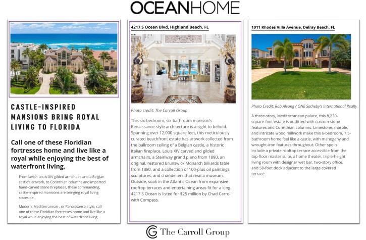 Castle-Inspired Mansions Bring Royal Living to Florida