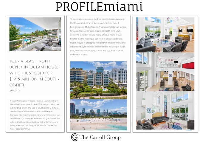 Tour A Beachfront Duplex In Ocean House Which Just Sold For $14.5 Million In South-Of-Fifth