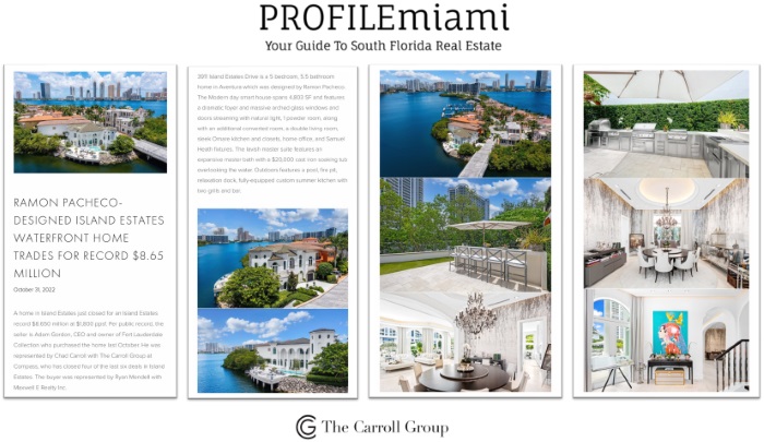 RAMON PACHECO-DESIGNED ISLAND ESTATES WATERFRONT HOME TRADES FOR RECORD $8.65 MILLION