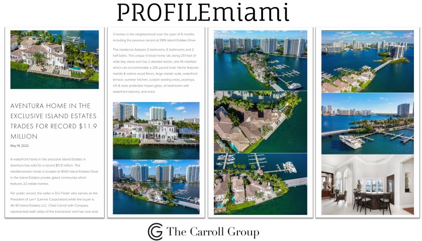 Aventura Home In The Exclusive Island Estates Trades For Record $11.9 Million