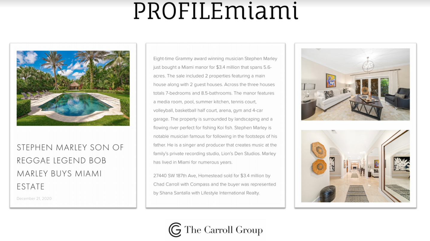 Stephen Marley Son Of Reggae Legend Bob Marley Buys Miami Estate