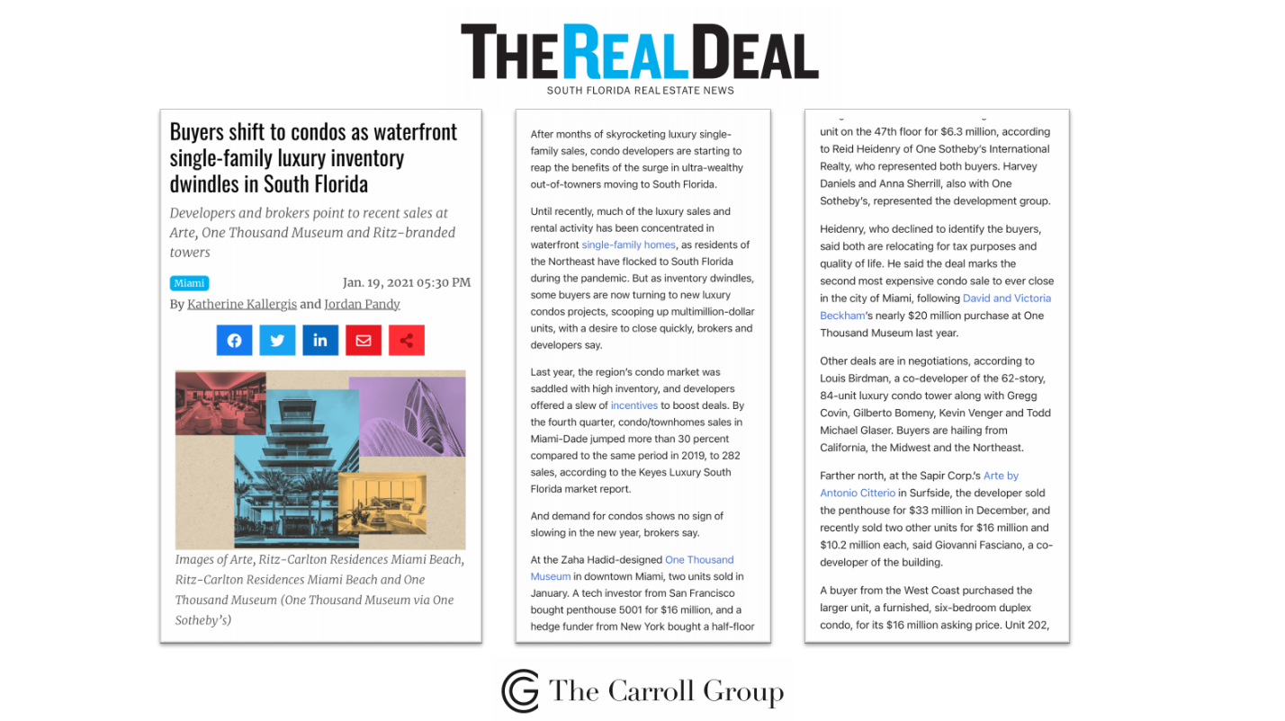 Buyers shift to condos as waterfront single-family luxury inventory dwindles in South Florida