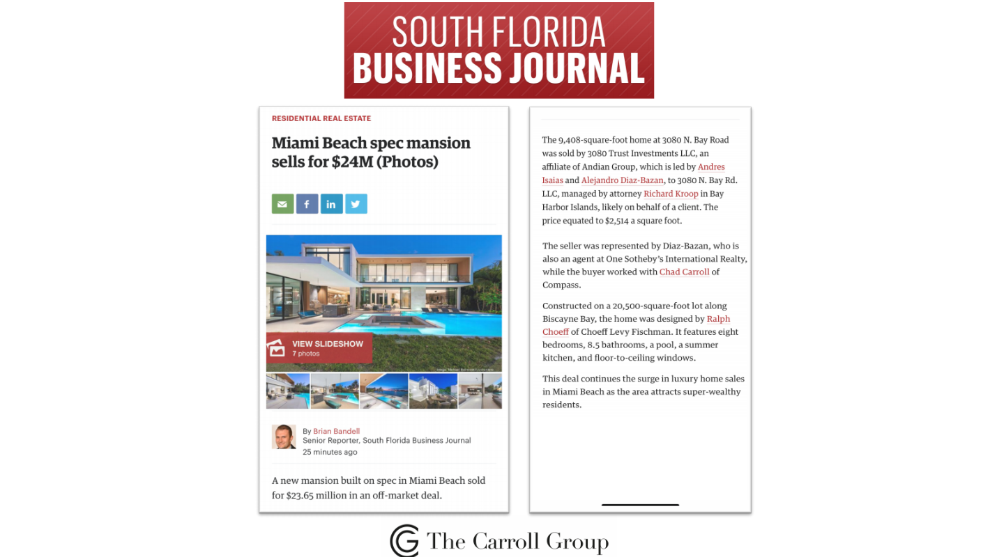 Miami Beach spec mansion sells for $24M