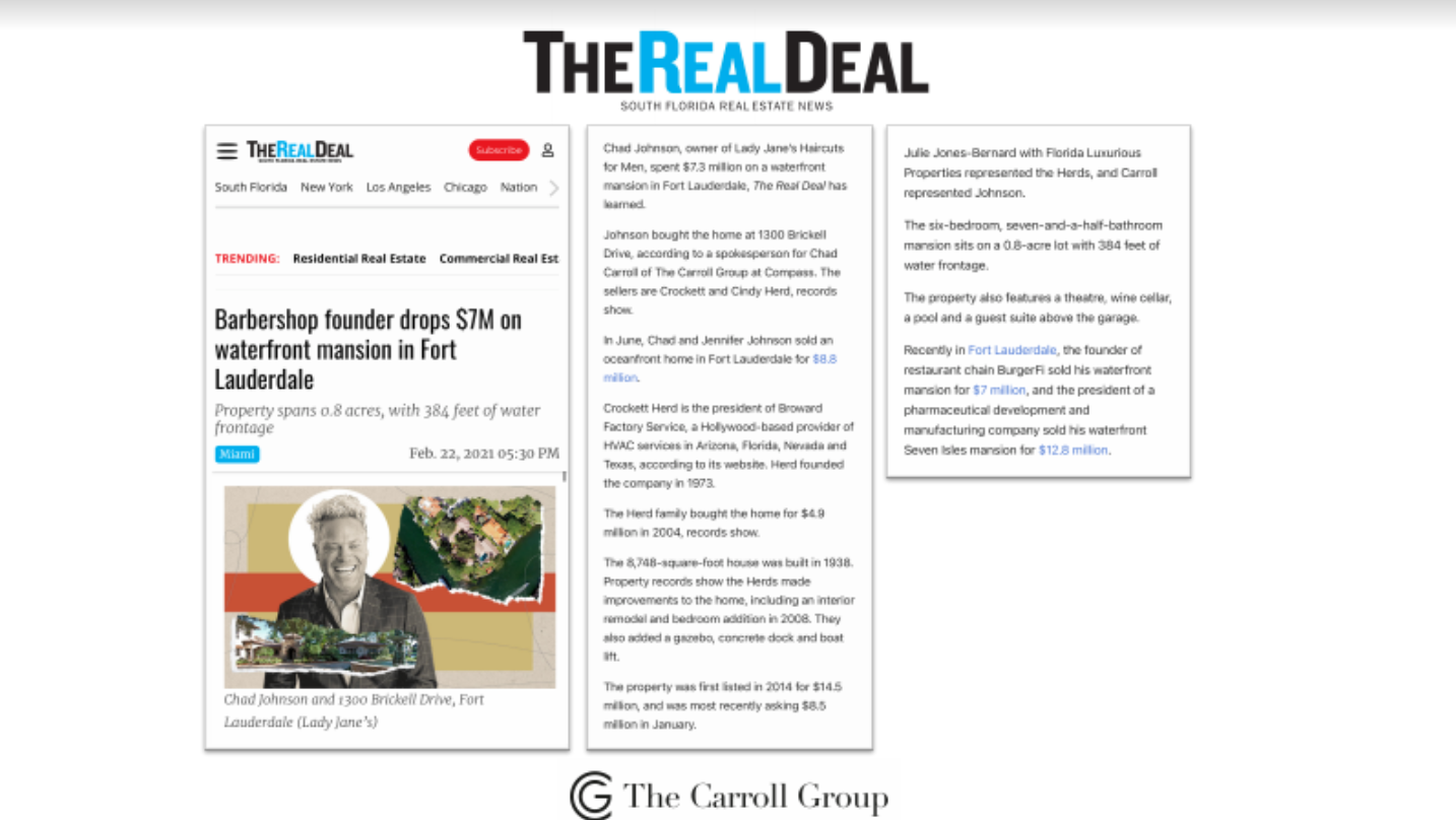 Barbershop founder drops $7M on waterfront mansion in Fort Lauderdale