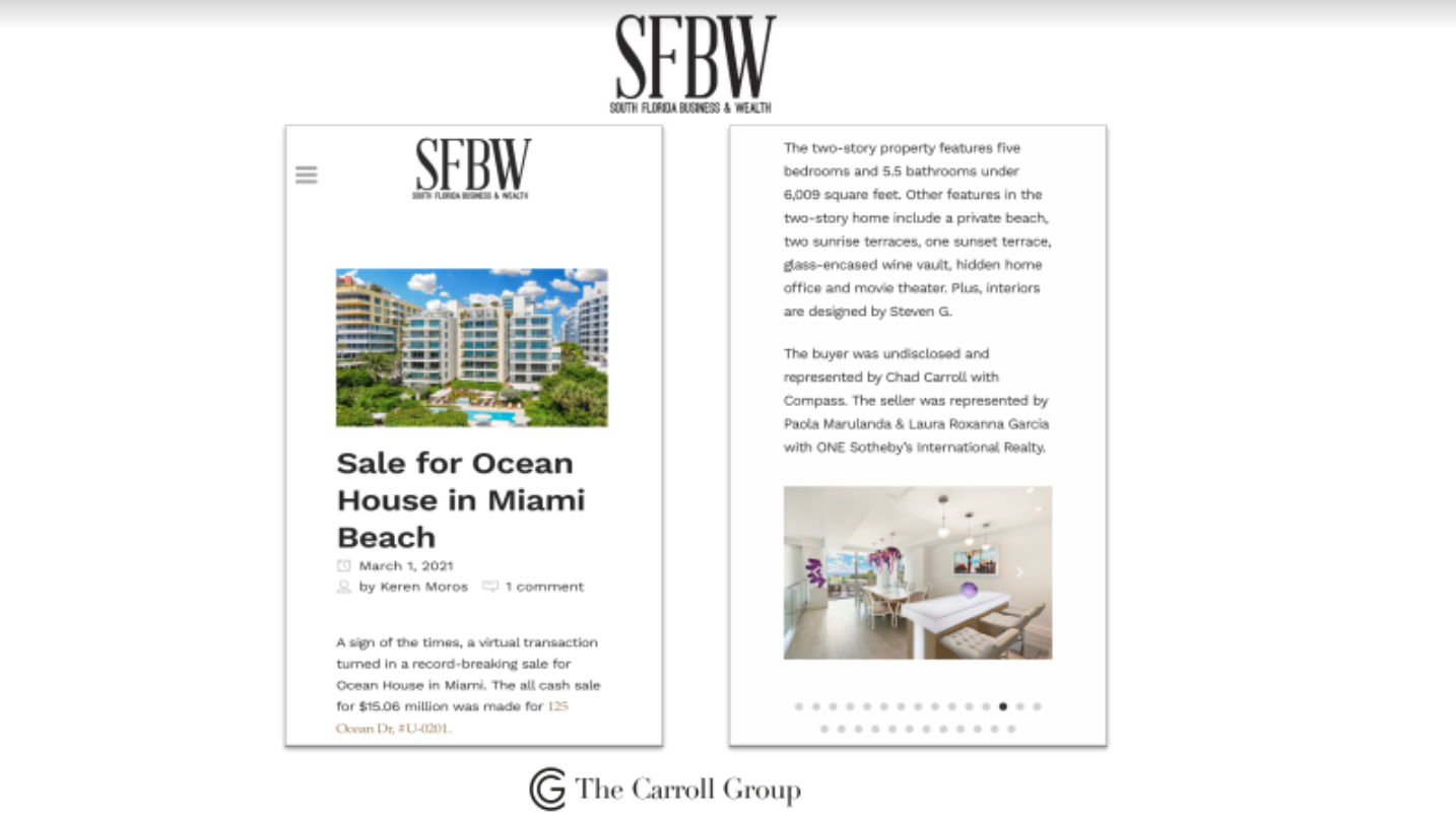 Sale for Ocean House in Miami Beach
