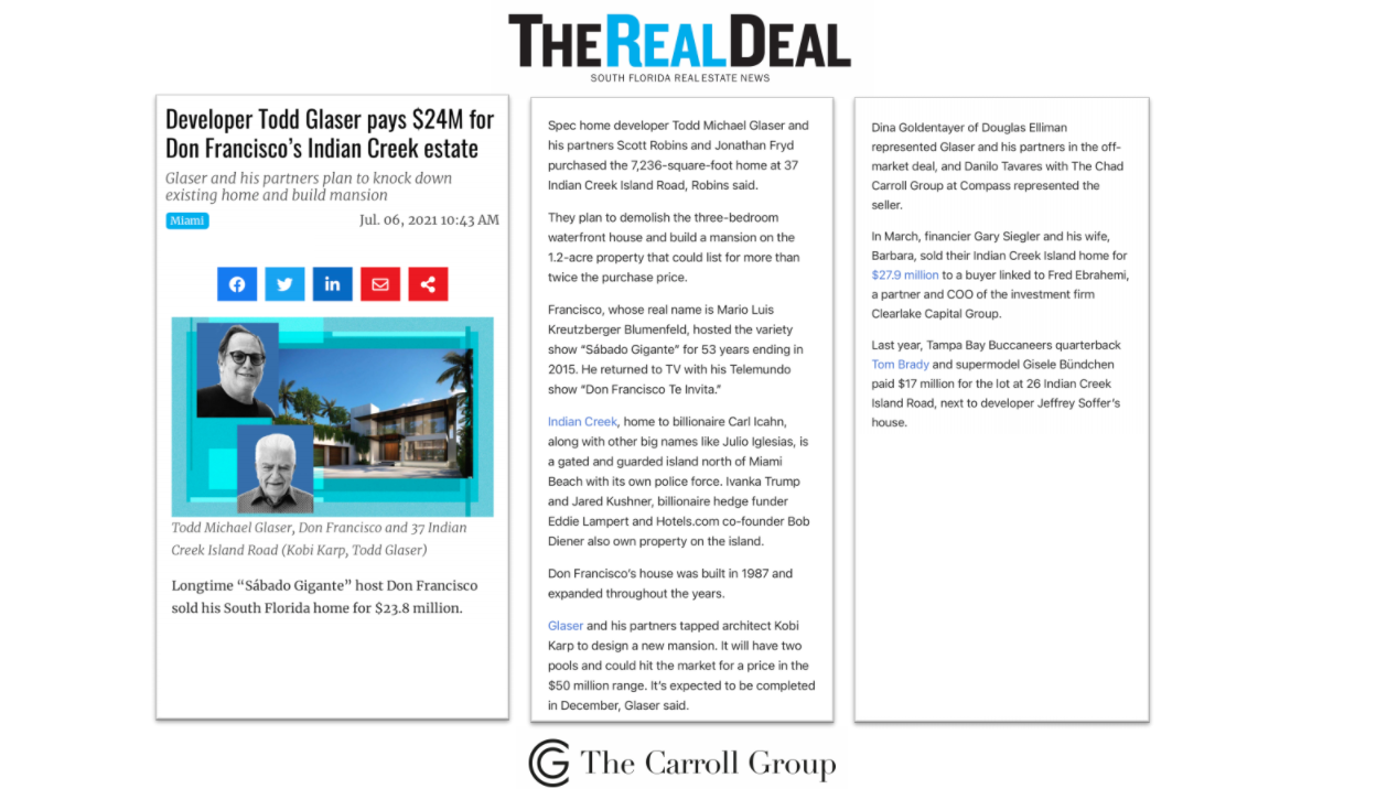 Developer Todd Glaser pays $24M for Don Francisco’s Indian Creek estate