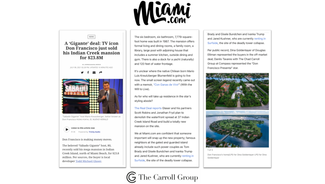 A ‘Gigante’ deal: TV icon Don Francisco just sold his Indian Creek mansion for $23.8M