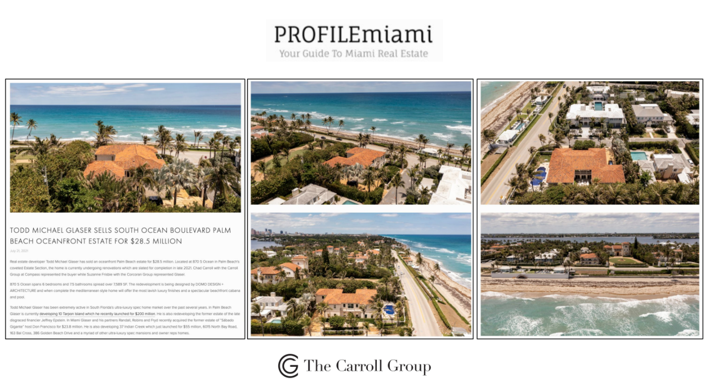 Todd Michael Glaser Sells South Ocean Boulevard Palm Beach Oceanfront Estate For $28.5 Million