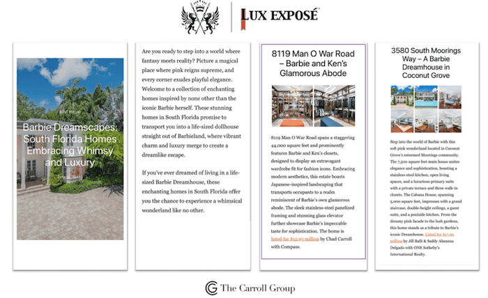 Barbie Dreamscapes: South Florida Homes Embracing Whimsy and Luxury