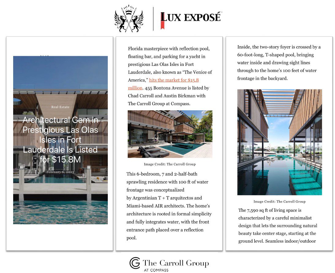 Architectural Gem in Prestigious Las Olas Isles in Fort Lauderdale Is Listed for $15.8M