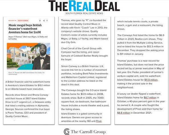 Music mogul buys British financier’s waterfront Aventura home for $10M