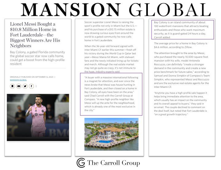 Lionel Messi Bought a $10.8 Million Home in Fort Lauderdale—the Biggest Winners Are His Neighbors