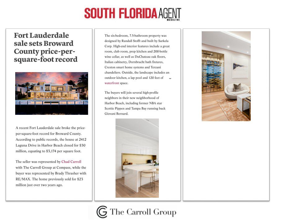 Fort Lauderdale sale sets Broward County price-per-square-foot record