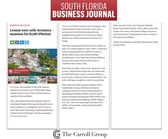 Lennar exec sells Aventura mansion for $12M