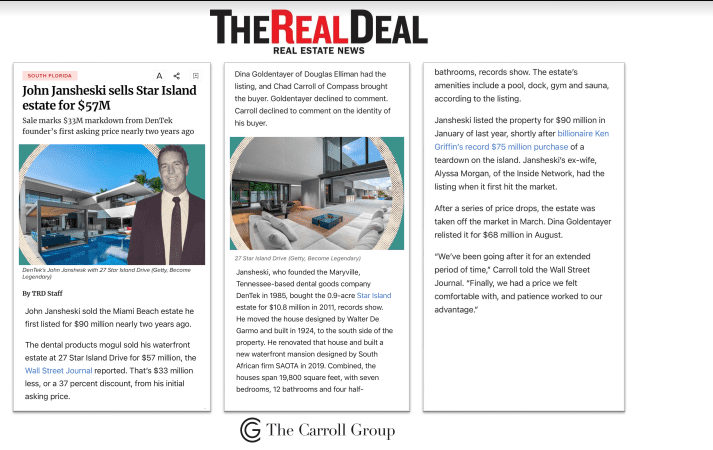 John Jansheski sells Star Island estate for $57M