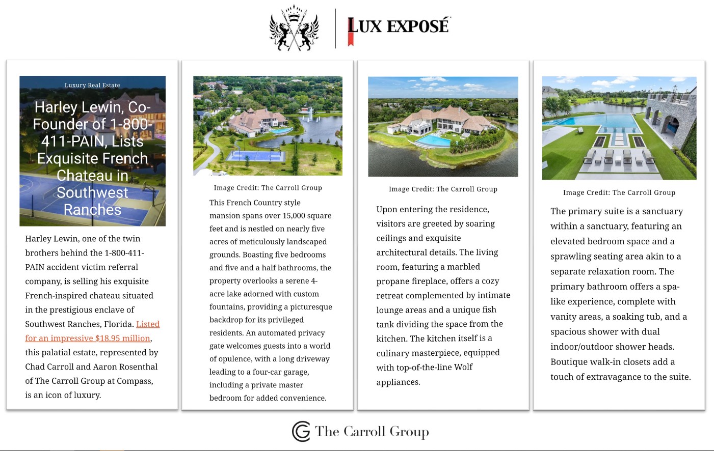 Harley Lewin, Co-Founder of 1-800-411-PAIN, Lists Exquisite French Chateau in Southwest Ranches