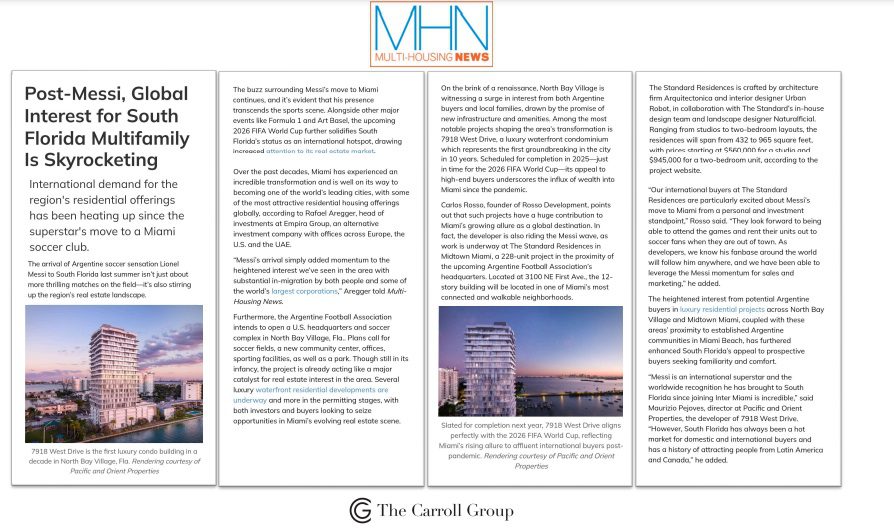 Post-Messi, Global Interest for South Florida Multifamily Is Skyrocketing