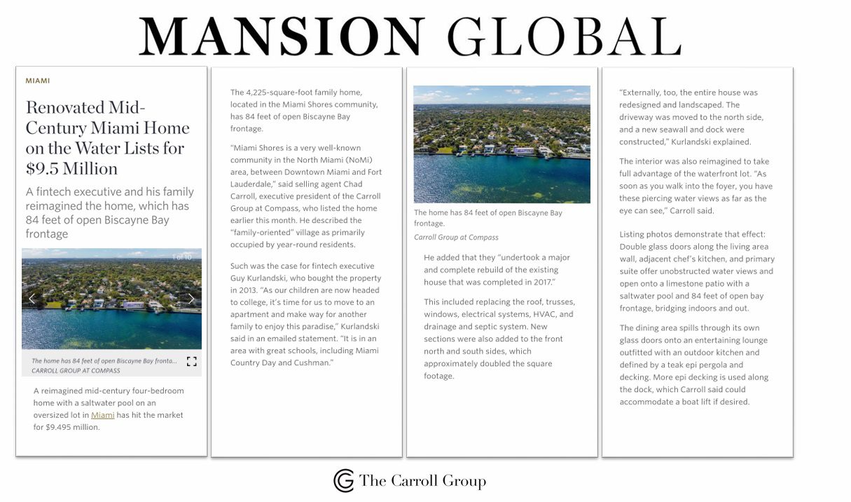 Renovated Mid-Century Miami Home on the Water Lists for $9.5 Million