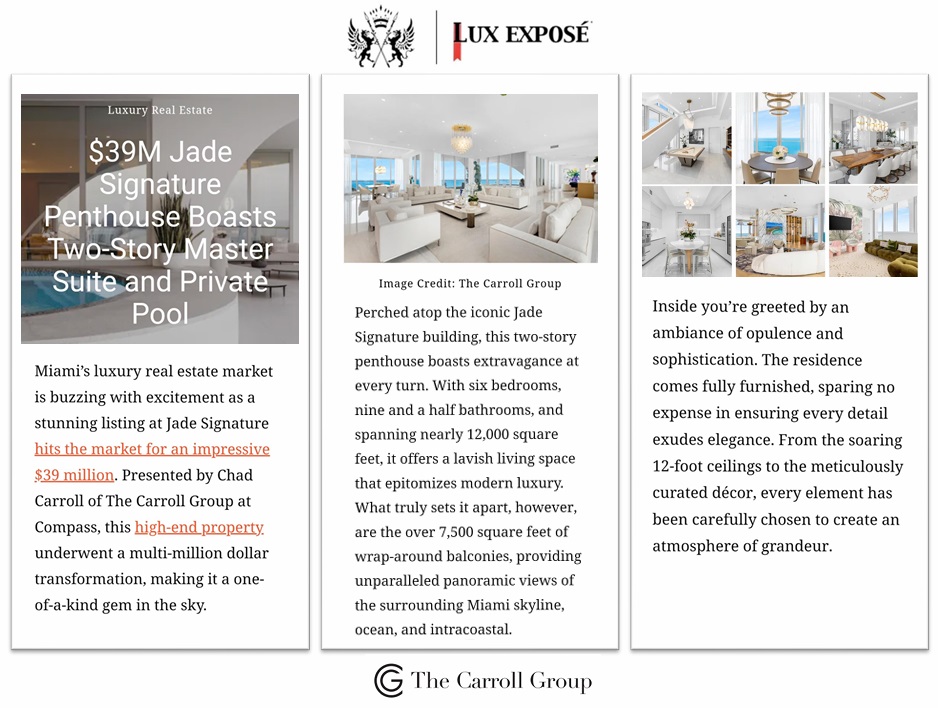 $39M Jade Signature Penthouse Boasts Two-Story Master Suite and Private Pool