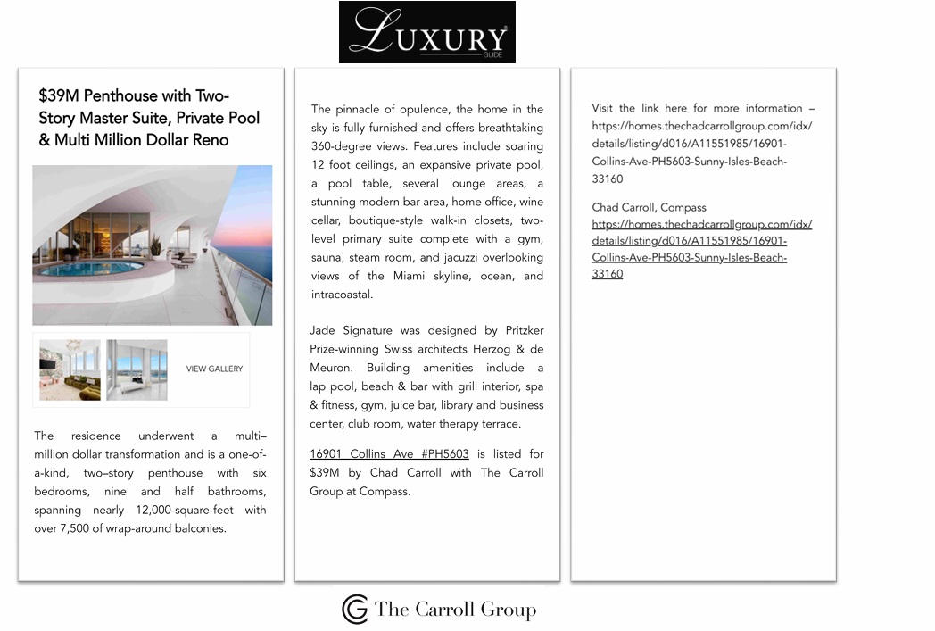 $39M Penthouse with Two-Story Master Suite, Private Pool & Multi Million Dollar Reno