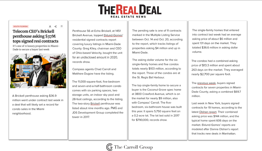 Telecom CEO’s Brickell penthouse asking $37M tops signed resi contracts