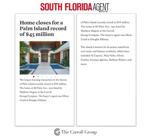 Home closes for a Palm Island record of $45 million