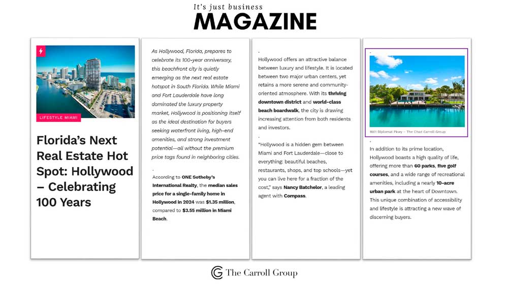 Florida’s Next Real Estate Hot Spot: Hollywood Celebrating 100 Years