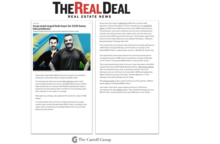 Scrap metal mogul finds buyer for $35M Sunny Isles penthouse