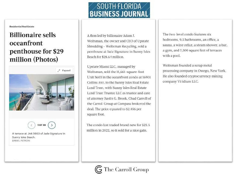 Billionaire sells oceanfront penthouse for $29 million (Photos)