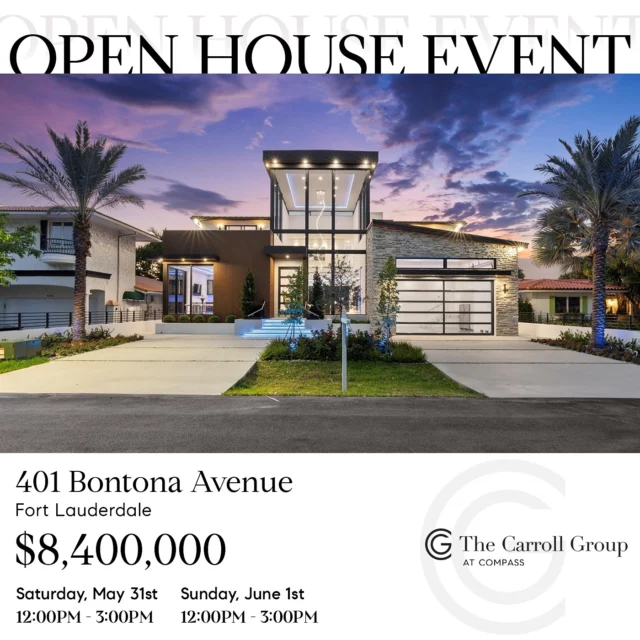 The Carroll Group Is 𝗢𝗣𝗘𝗡! 🔑 | Part 1️⃣ | Join Us This Saturday & Sunday For A Weekend Full Of Open House Events! 

See You There 👀 🏠 ✨ 
_ 
#TheCarrollGroup #OpenHouse #LuxuryListings #WeekendEvents #SouthFlorida