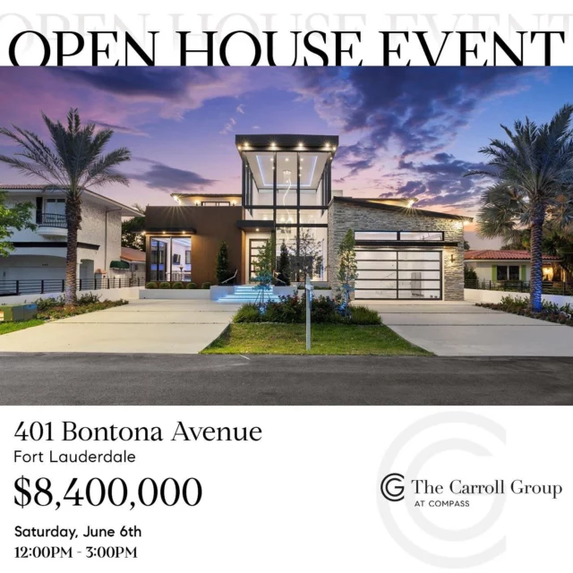 The Carroll Group Is OPEN! 🔑✨| Join Us This Saturday & Sunday For A Weekend Full Of Open House Events!

See You There 🏠😍🌴

#TheCarrollGroup #OpenHouse #LuxuryListings #WeekendEvents #SouthFlorida